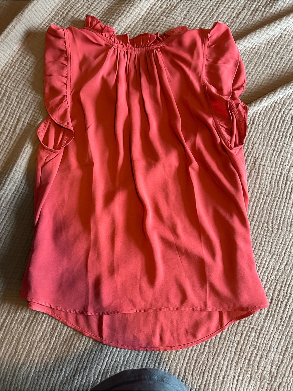 LOFT Coral Ruffle-Sleeve Blouse